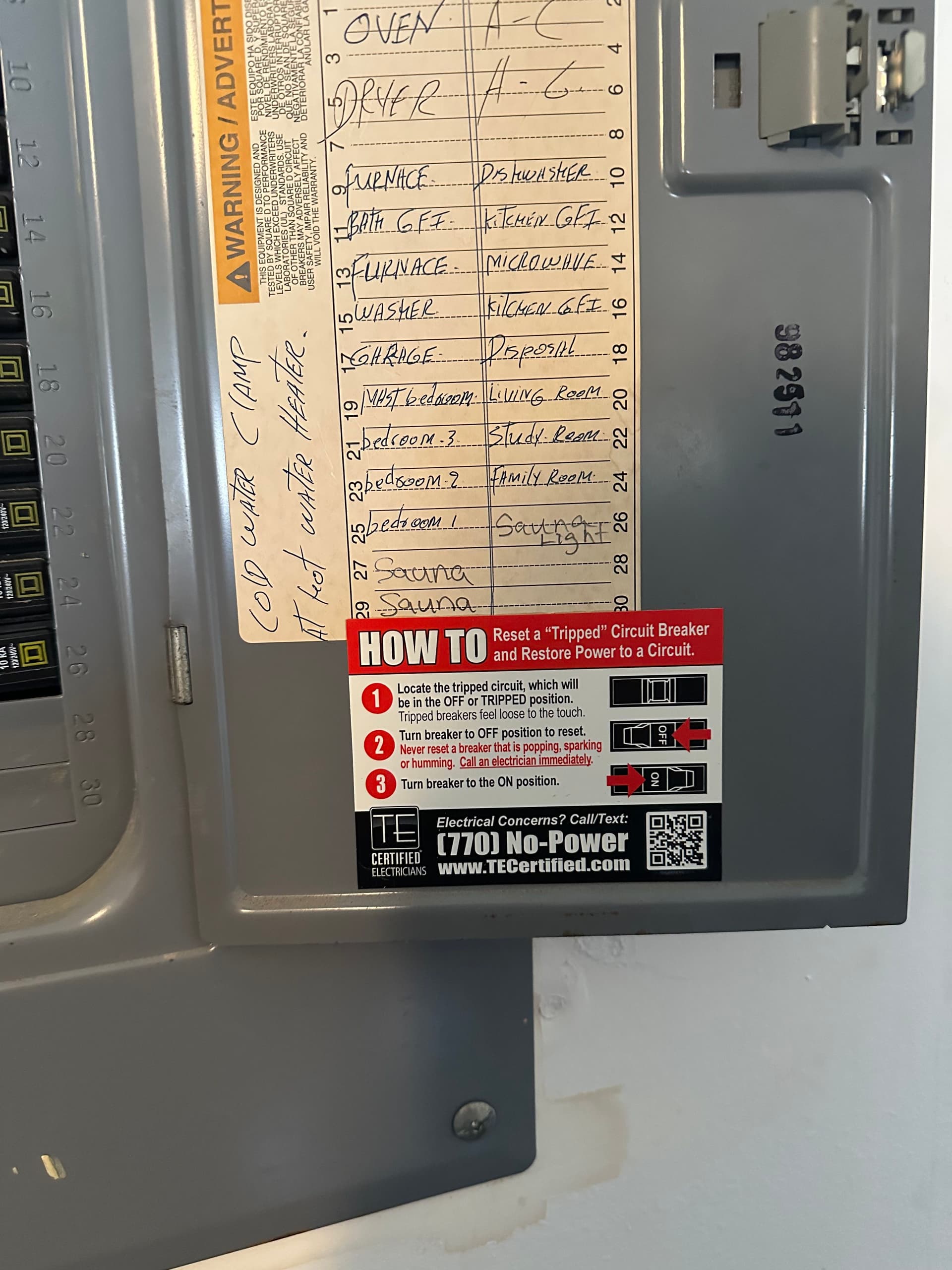 Gallery photos for Electrical Upgrade for Home Gym and Sauna in Norcross GA: Image #3